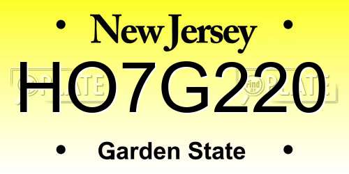 HO7G220 New Jersey License Plate