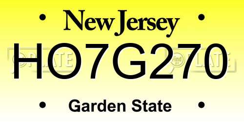 HO7G270 New Jersey License Plate