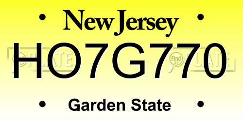 HO7G770 New Jersey License Plate