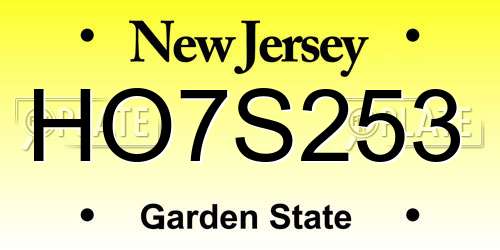 HO7S253 New Jersey License Plate