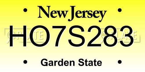 HO7S283 New Jersey License Plate