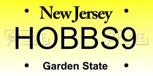 HOBBS9 New Jersey License Plate