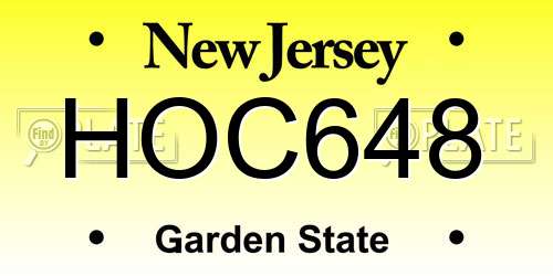 HOC648 New Jersey License Plate