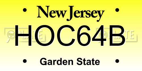 HOC64B New Jersey License Plate