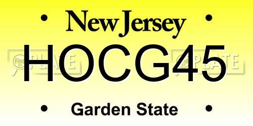 HOCG45 New Jersey License Plate