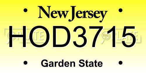 HOD3715 New Jersey License Plate