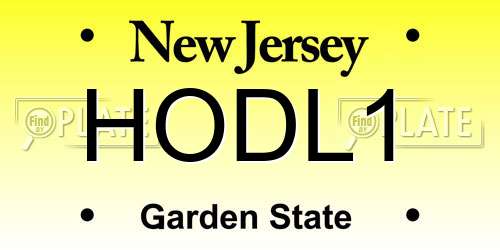 HODL1 New Jersey License Plate