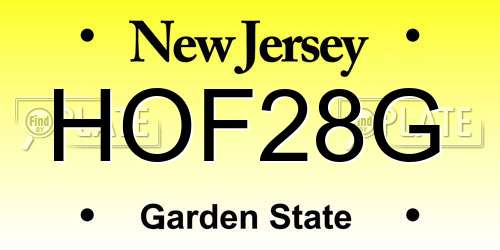 HOF28G New Jersey License Plate