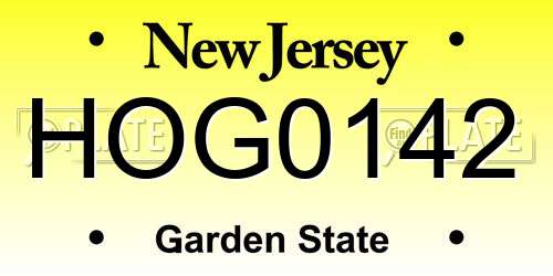 HOG0142 New Jersey License Plate