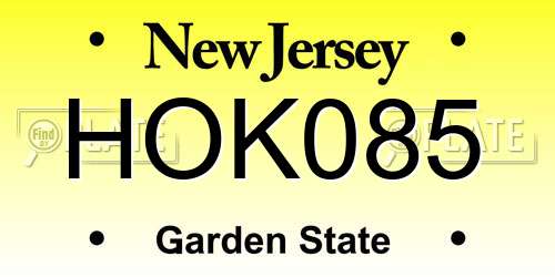 HOK085 New Jersey License Plate