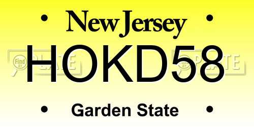 HOKD58 New Jersey License Plate