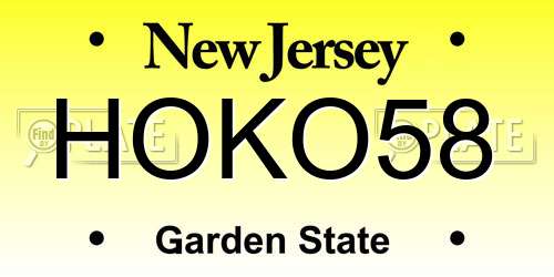 HOKO58 New Jersey License Plate