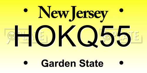 HOKQ55 New Jersey License Plate