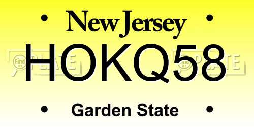 HOKQ58 New Jersey License Plate