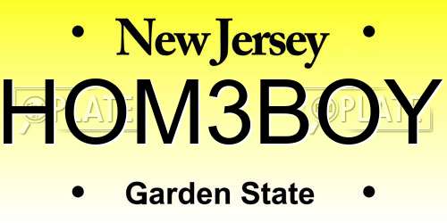HOM3BOY New Jersey License Plate