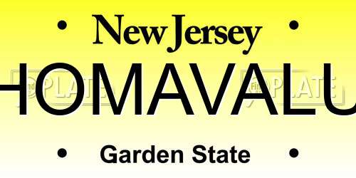 HOMAVALU New Jersey License Plate