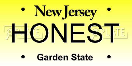 HONEST New Jersey License Plate