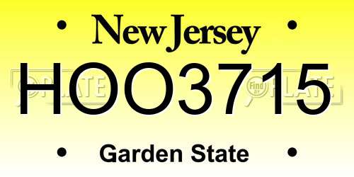 HOO3715 New Jersey License Plate