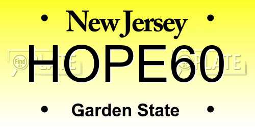 HOPE60 New Jersey License Plate