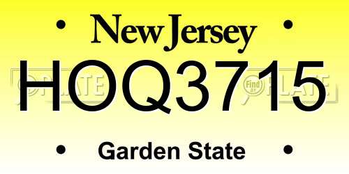 HOQ3715 New Jersey License Plate
