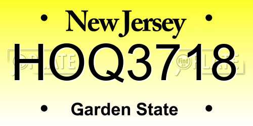 HOQ3718 New Jersey License Plate