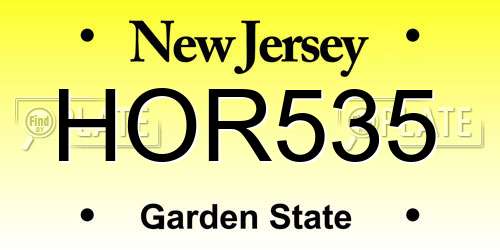 HOR535 New Jersey License Plate