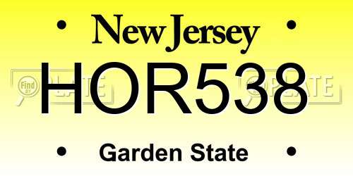HOR538 New Jersey License Plate