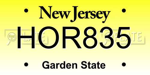 HOR835 New Jersey License Plate