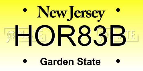 HOR83B New Jersey License Plate