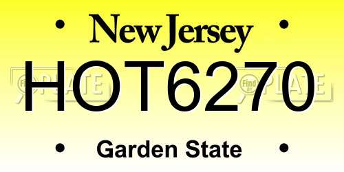 HOT6270 New Jersey License Plate