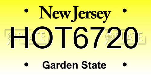 HOT6720 New Jersey License Plate