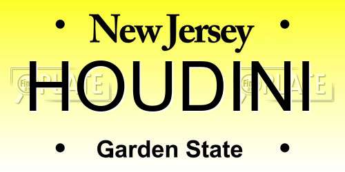 HOUDINI New Jersey License Plate