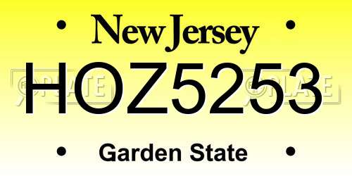 HOZ5253 New Jersey License Plate