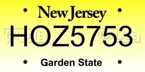 HOZ5753 New Jersey License Plate