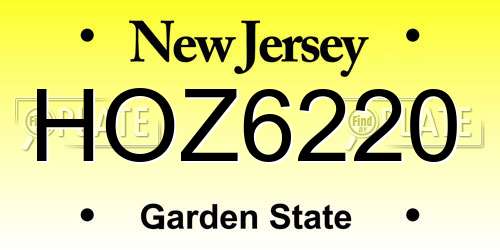 HOZ6220 New Jersey License Plate