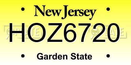 HOZ6720 New Jersey License Plate