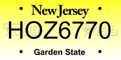 HOZ6770 New Jersey License Plate