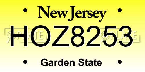 HOZ8253 New Jersey License Plate