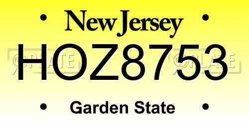 HOZ8753 New Jersey License Plate