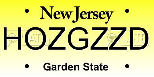 HOZGZZD New Jersey License Plate
