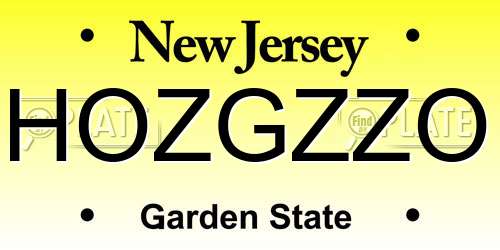 HOZGZZO New Jersey License Plate