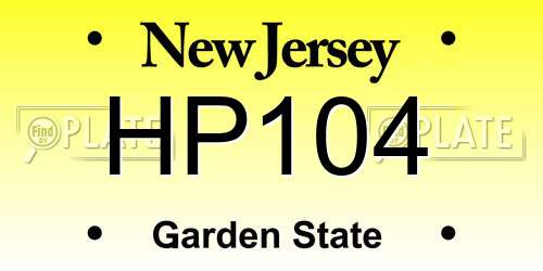 HP104 New Jersey License Plate