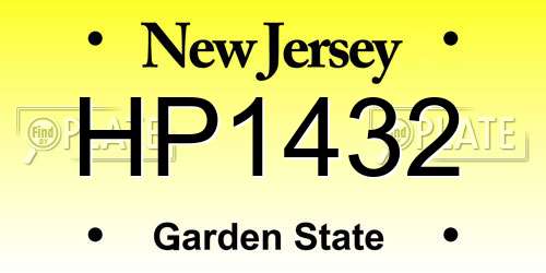 HP1432 New Jersey License Plate