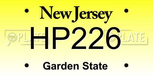 HP226 New Jersey License Plate