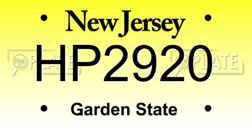 HP2920 New Jersey License Plate