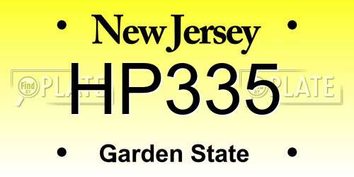 HP335 New Jersey License Plate