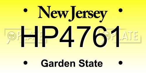 HP4761 New Jersey License Plate