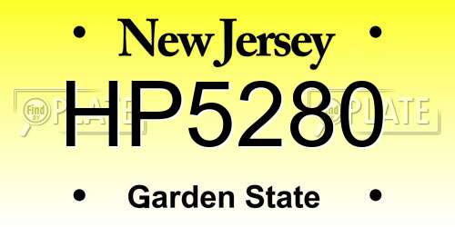 HP5280 New Jersey License Plate