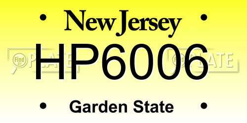 HP6006 New Jersey License Plate