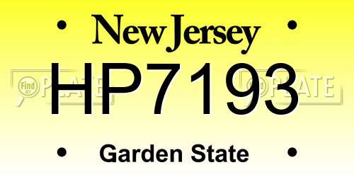HP7193 New Jersey License Plate